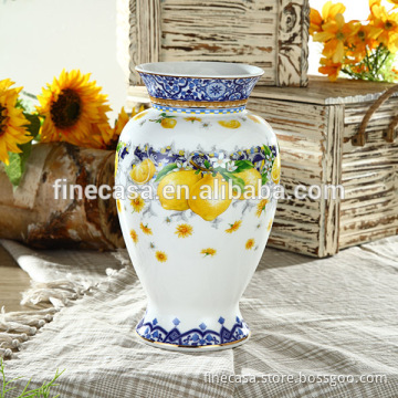 Elegant Fine New Bone China Large Porcelain Vase of Lemon Fragrance